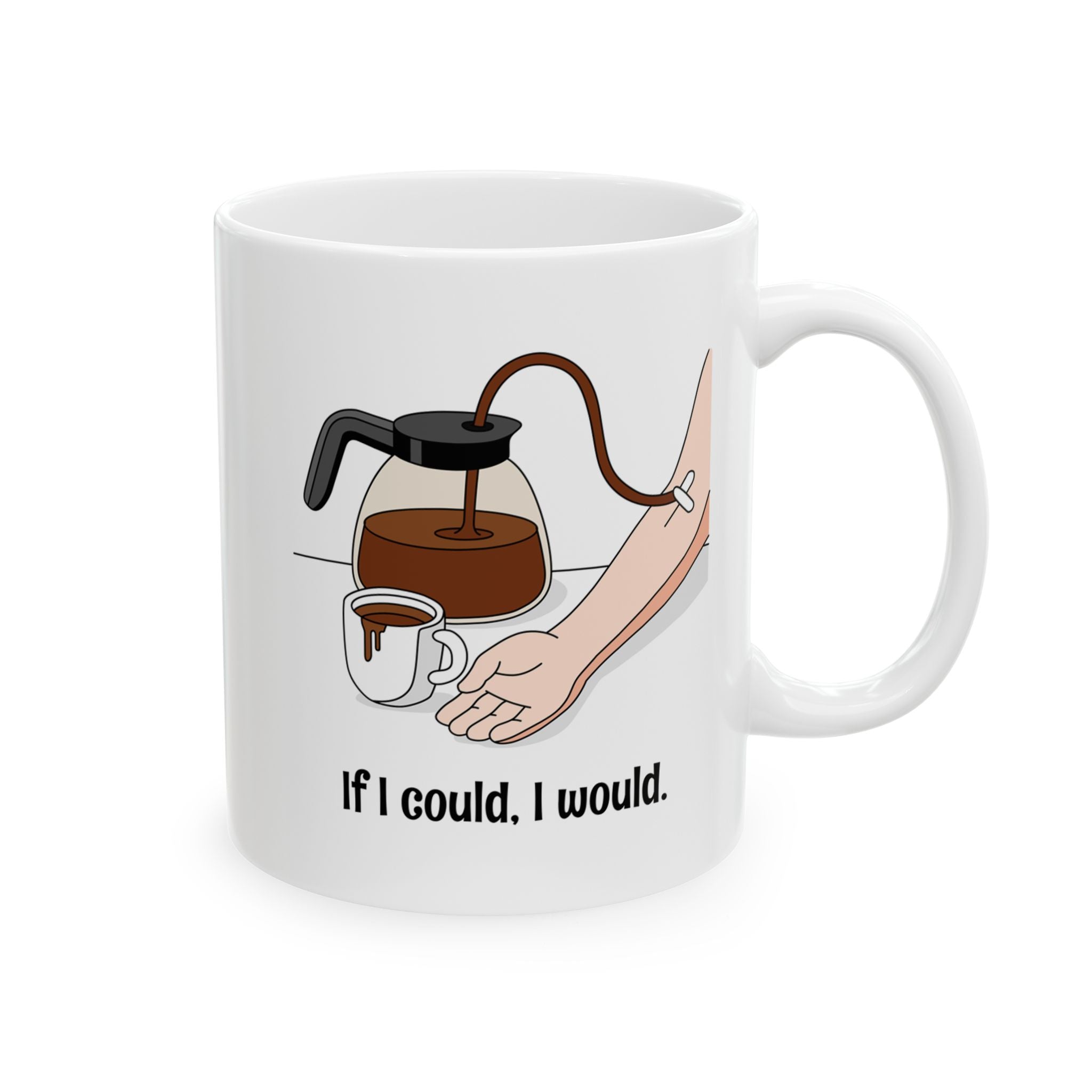 Coffee IV Ceramic Mug — "If I could, I would" (11oz & 15oz)